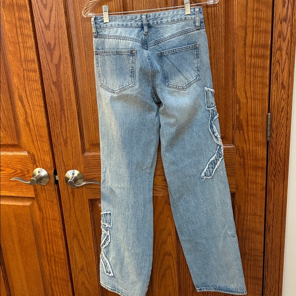 Ashley Mason Light Blue Flare Jeans with Bow Accents, Size 0/24 - Picture 4 of 4